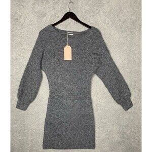 Meshki Dress XS Charcoal Gray Rafferty Boat Neck Knit Mini